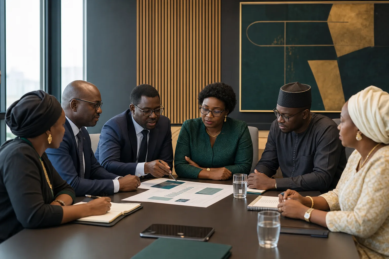 Government and policy leaders in a strategic working session